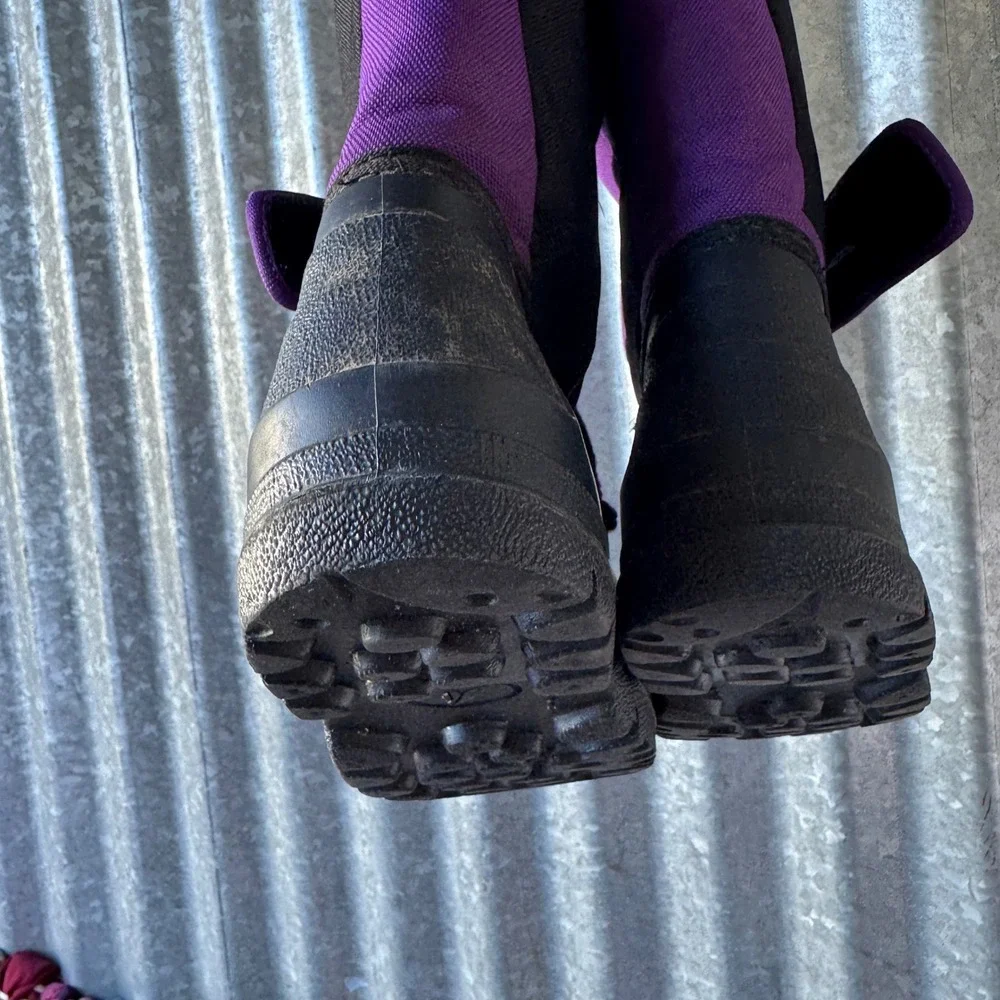 LL Bean Kids 5 Snow Boots Purple Black Nylon PVC Winter ONA82 USA Assembled